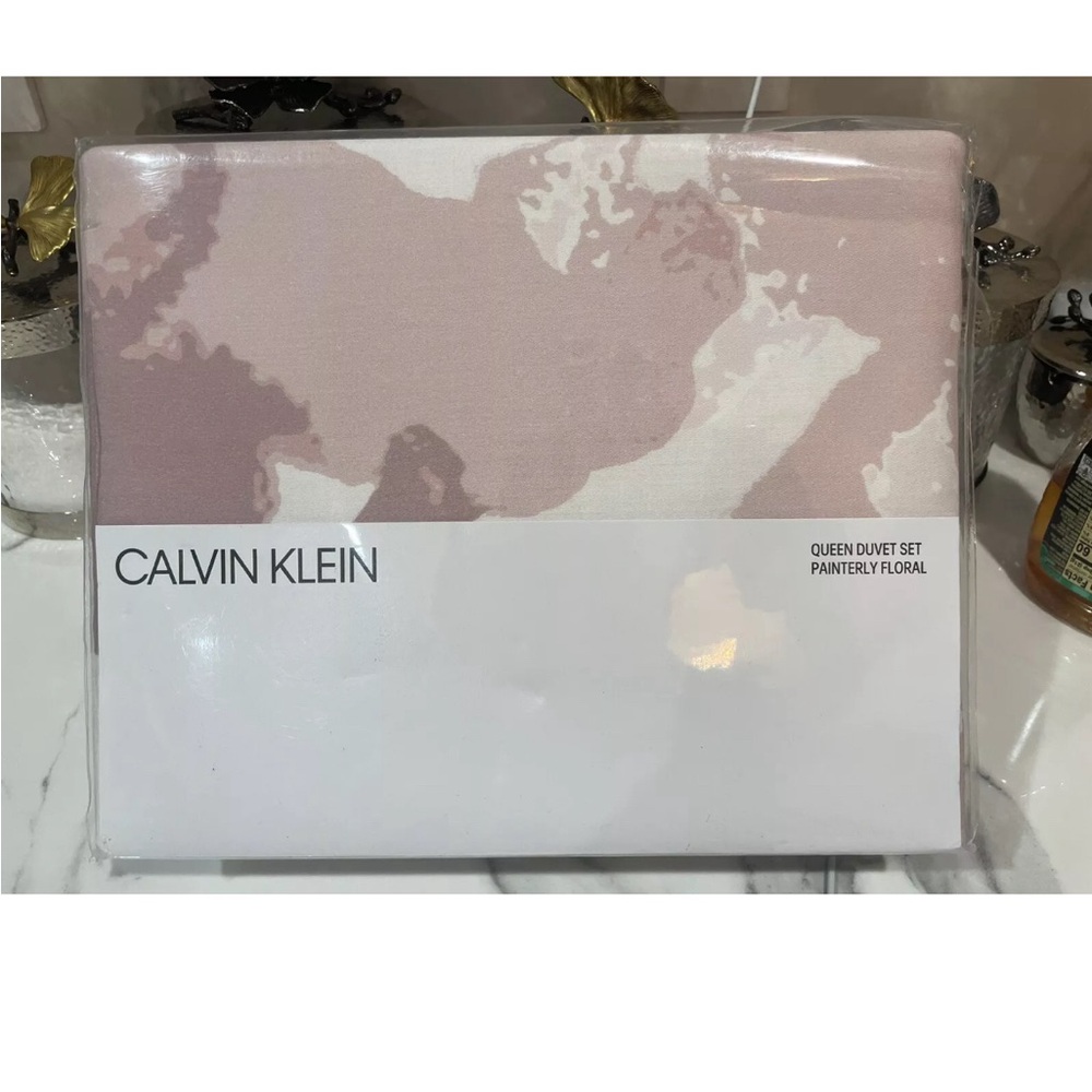 CALVIN KLEIN F/Queen Painterly Floral Cotton Duvet Cover+Two Shams.Brand New!